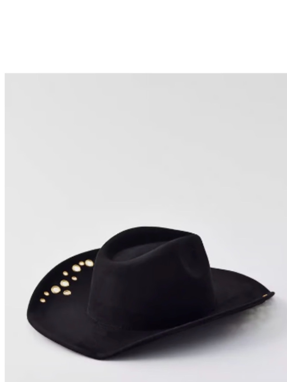 Unisex Grommet Cowboy Hat black felt construction with decorative gold grommets